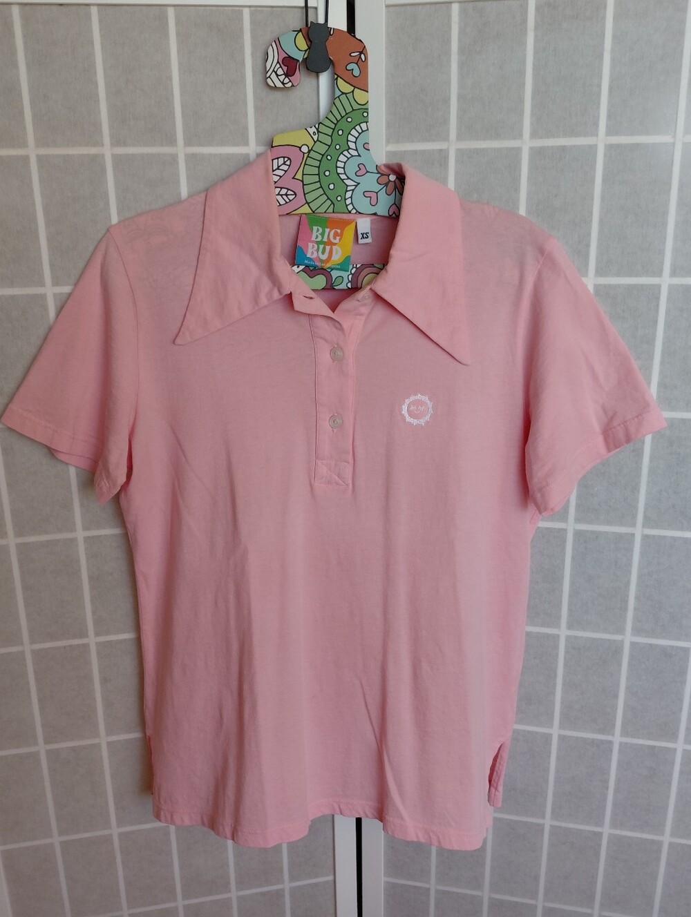 Big Bud Press Pink Polo Shirt Cotton Dagger Collar